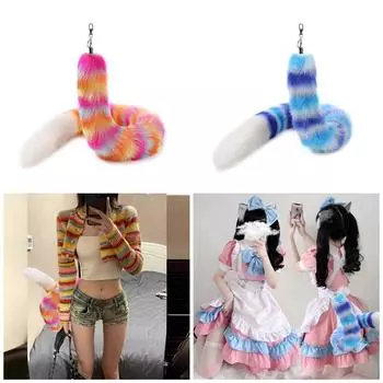 Милый брелок с мягким лисьим хвостом, элегантные брелоки, подвеска с кулоном в виде лисьего хвоста, модные украшения для ключей 7