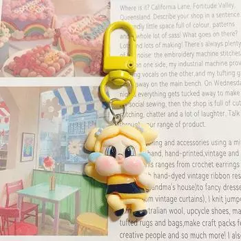 Милый брелок с плачущей девочкой, мультяшное украшение для рюкзака, брелок для ключей для студенток, ювелирное украшение, подарок жёлтый