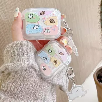 Милый брелок с собакой, мультяшный чехол для наушников для Apple Airpods 1 3 Pro 2nd 2, беспроводная Bluetooth зарядная коробка, нескользящий чехол для щенка For Airpods 3 (2021)