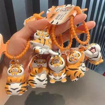 Милый брелок с тигром, кулон, эластичная эластичная модель персонажа аниме, кавайная детская игрушка, подарок на год