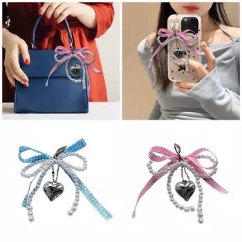 Милый брелок с жемчугом и бантом в виде сердца, кулон, милые подвески, украшения, брелок для ключей, подвеска для кошелька, сумки, рюкзака, сумки синий