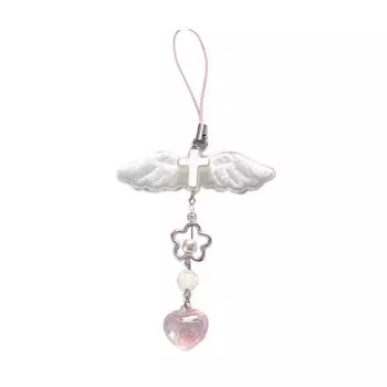 Милый брелок-шнурок, веревочка для чехла телефона, модные ремешки для телефона, привлекательный брелок в виде сердца и крыла, подходит для чехлов для телефона розовый