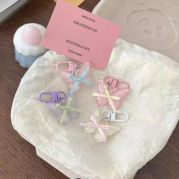 Милый брелок в виде бабочки-желе для ключей от машины, сувенирные подарки, небольшой кулон в виде банта, подвесные брелки для сумочки, ювелирные аксессуары