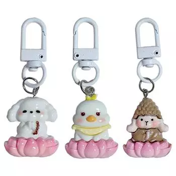 Милый брелок в виде цветка лотоса, животного, мультяшная собака, кошка, брелок, рюкзак, чехол для наушников, подвеска, ювелирные изделия, аксессуары, подарки для дружбы 4