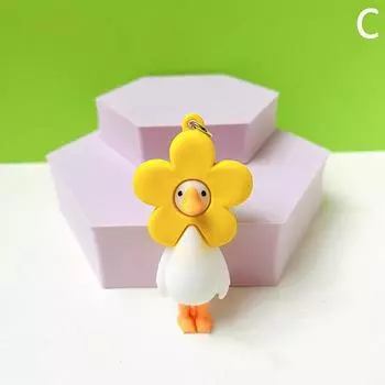 Милый брелок в виде цветка утки, животного, для женщин, мужчин, друзей, подарок, креативный, забавный, мультяшный, гусь, кукла, сумка, брелок для автомобиля as the picture