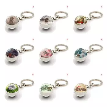 Милый брелок в виде ежика, кулон с кабошоном, драгоценный камень, стеклянный шар, металлический брелок