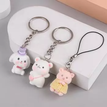 Милый брелок в виде медведя, мультяшного кролика, щенка, телефона, цепочка для наушников, чехол, кулон, шнурок, рюкзак, сумка, декор, автомобильный брелок as the picture