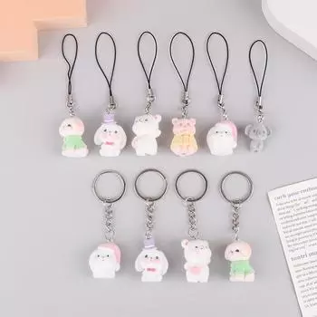 Милый брелок в виде медведя, мультяшного кролика, щенка, телефона, цепочка для наушников, чехол, кулон, шнурок, рюкзак, сумка, декор, автомобильный брелок