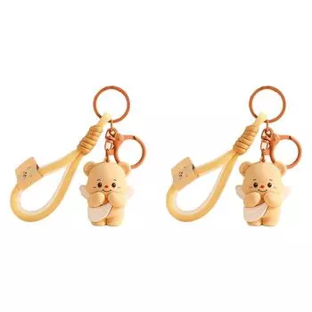 Милый брелок в виде медведя, мультяшный брелок в виде медведя, автомобильный брелок в виде подарочного брелока(Желтый Угол)