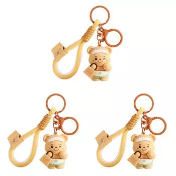 - Милый брелок в виде медведя, мультяшный брелок в виде медведя, автомобильный брелок в виде подарочного брелок-подарок(Желтый Креа
