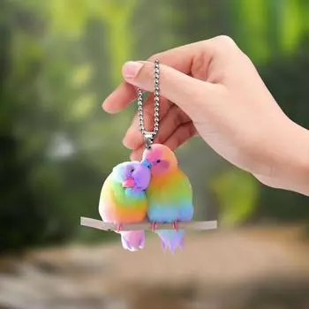 Милый брелок в виде неразлучников, брелок в виде попугая, рюкзак, брелок в виде сумки, подарочный кулон разноцветный