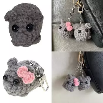 Милый брелок в виде пищащего хомяка со стильным дизайном, прочная шерстяная игрушка ручной вязки, украшение для сумки и автомобиля B