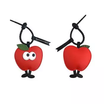 Милый брелок в виде рождественской елки с яблоком, креативный рождественский мультяшный брелок из искусственной кожи, украшение для рюкзака, аксессуары, подарки красный