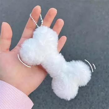 Милый брелок в виде собачьей кости, плюшевый брелок, мягкие брелки для мальчиков и девочек, украшения для сумок, студенческие аксессуары для брелоков белый