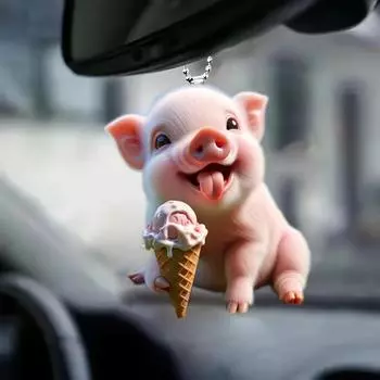 Милый брелок в виде свиньи, акриловые плоские 2D подвесные украшения для Дня святого Валентина и Нового года, украшения для автомобиля и дома