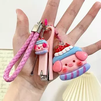 Милый брелок в виде свиньи с кусачками для ногтей, ложкой для ушей, креативный мультяшный брелок в виде свиньи, сумка, подвеска, держатель для ключей от машины для пары, подарки Nail Clipper Set