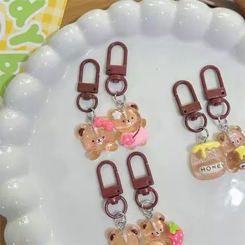 Милый брелок в виде желейного медведя из смолы с блестками, подвеска Kawaii, брелок для ключей для женщин, девочек, детей, пар, автомобильных сумок, аксессуаров, подарок