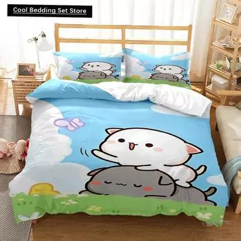 Милый Bubu Dudu мультяшный медведь панда пододеяльник кавайный комплекты постельного белья мягкий пододеяльник и наволочки односпальные/двуспальные/королевские/королевские для мальчиков EU single(135x200cm)