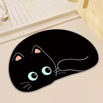 Милый быстросохнущий коврик для ванной, черный коврик для ванной в форме кошки, мягкие диатомовые коврики, нескользящий коврик для ног, коврик для душа, декор для ванной комнаты
