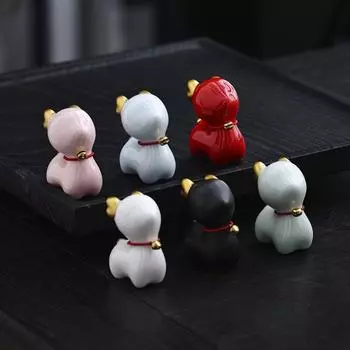 Милый чайный питомец керамическая фигурка животного чайный поднос декоративные миниатюры скульптура спальня чёрный