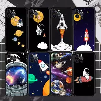 Милый чехол Cosmonaut Universe Astronaut для Apple iPhone 11 13 12 Pro 7 XR X XS Max 8 6 6S Plus 5 14 SE 2020 черный чехол для телефона iPhone 6 6S
