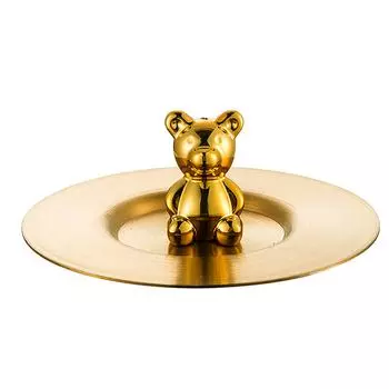 Милый чехол для чашки с медведем из нержавеющей стали, пылезащитный, с закругленными краями, глянцевая поверхность, художественная крышка для кружки золотистый