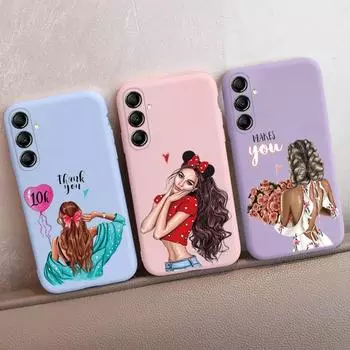 Милый чехол для девочек для iPhone Samsung A55 S24 FE S25 M35 A06 Xiaomi Redmi Note 13 Pro 14C Huawei Honor Realme противоударный матовый чехол для телефона с защитой от царапин Samsung Galaxy S9 Plus фиолетовый
