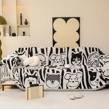 Милый чехол для дивана, тканевое полотенце, синель, мультяшная подушка для дивана, универсальный нескользящий чехол, современный простой универсальный чехол 180*130