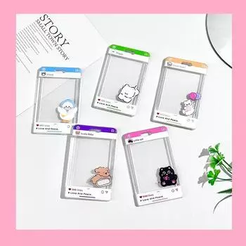 Милый чехол для фотокарточки Kpop, шикарный милый держатель для удостоверения личности с изображением мультяшного животного, держатель для автобусной карты с подвеской, кавайный держатель для фотокарточки для друзей семьи