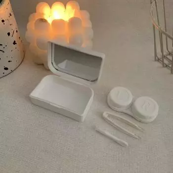 Милый чехол для контактных линз в виде животных, многоцветный портативный мини-держатель для контактных линз, набор с зеркалом, подарочная коробка для контактных линз с героями мультфильмов, дом