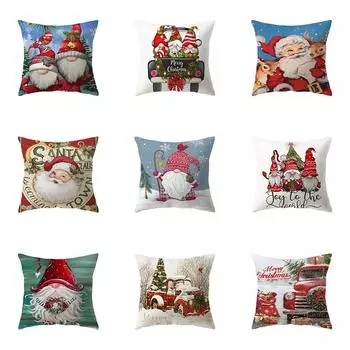 Милый чехол для подушки с принтом Санта-Клауса и снеговика для дома, гостиной, украшения дивана, квадратная подушка из полиэстера, наволочка 40X40CM