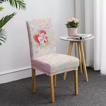 Милый чехол для стула на обеденный стол с изображением принцессы-русалки, чехол для сиденья, эластичная утолщенная подушка для стула Four Seasons Universal 45*38*38 cm