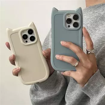 Милый чехол для телефона CartoonGirly с кошачьими ушками для iPhone 16 15 14 13 12 Pro Max XS 7 8 XR X Plus iPhone 15