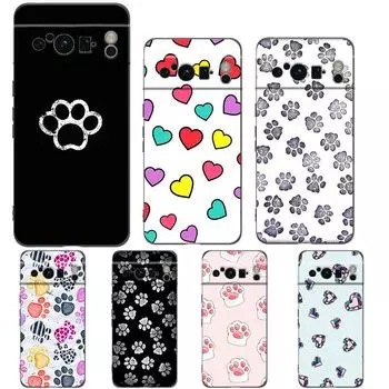 Милый чехол для телефона Cat Dog Paw Love для Google Pixel 8 7 6 Pro 6A 7A 5G, мягкий силиконовый противоударный чехол TPU черного цвета, Fundas Pixel 6