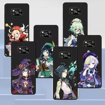 Милый чехол для телефона Genshin Impact Game для Xiaomi Poco X3 NFC M3 X4 Pocophone F1 M4 Pro F3 GT, мягкий силиконовый черный чехол Pocophone F1