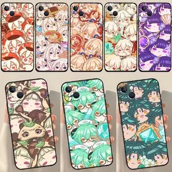 Милый чехол для телефона Genshin Impact с рисунком для iPhone 11, 12, 13, 14, 15 Pro Max, мини-чехол для iPhone XR X XS Max 7, 8 Plus SE 2020 iPhone 15 Plus