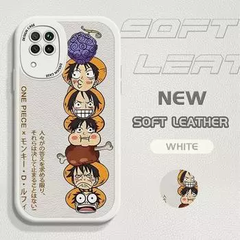 Милый чехол для телефона из искусственной кожи с узором Луффи для iPhone 15 14 13 12 Pro Max Samsung Galaxy S23 Ultra S20 FE A52 Redmi Xiaomi POCO, мягкий чехол Samsung A03