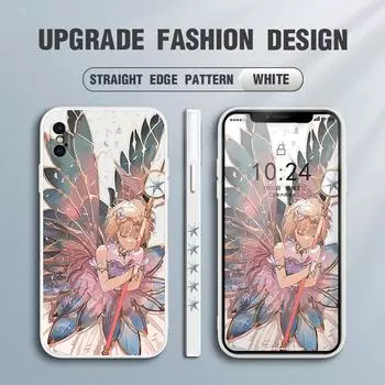 Милый чехол для телефона Kinomoto Sakura для Redmi Xiaomi POCO Note 10 Pro 9 9A 9T 10C 8 7 11 Lite 5G X3 M3 с квадратным краем, мягкие защитные чехлы для полной камеры Redmi 8 чёрный