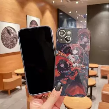 Милый чехол для телефона Kurumi Tokisaki для IPhone 14 13 12 11 Pro Max X XR XS 8 7 Plus Цветной чехол для телефона из жидкого стекла iPhone 14