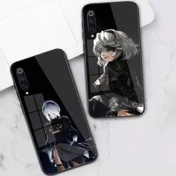 Милый чехол для телефона Nier Automata для Xiaomi 12 11T 10 9 Redmi Note 11 10 10S Pro Redmi 9 9A 8, черный стеклянный чехол из поликарбоната Xiaomi 12-12X