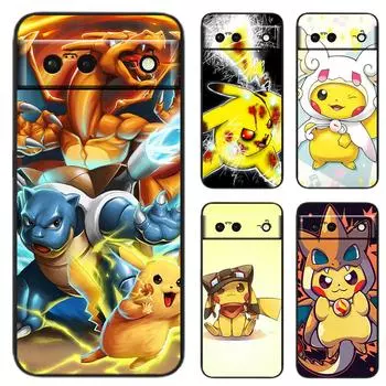 Милый чехол для телефона Pokemons pikachus для Google Pixel 7 6 Pro 6A 5A 5 4 4A XL 5G черный мягкий чехол Fundas Coque Cover Google Pixel 4