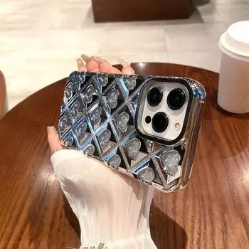 Милый чехол для телефона с 3D-покрытием Love Heart и блестящим порошком для iPhone 11 12 13 14 15 Pro Max 11 Pro Max 12 Pro 13 Pro 14 Pro Max, мягкий чехол из ТПУ с защитой от капель iPhone 15 Pro Max розовый