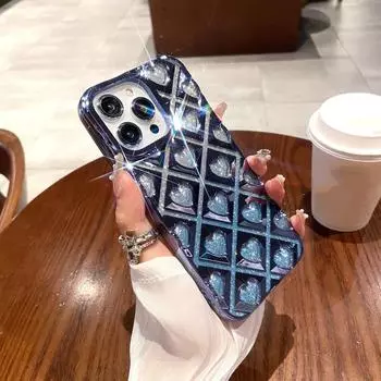 Милый чехол для телефона с 3D-покрытием Love Heart и блестящим порошком для iPhone 11 12 13 14 15 Pro Max 11 Pro Max 12 Pro 13 Pro 14 Pro Max, мягкий чехол из ТПУ с защитой от капель iPhone 15 Pro Max чёрный