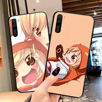 Милый чехол для телефона с аниме «Умару Чан» для OPPO Find X5 X3 X2 A93 Reno 8 7 Pro A74 A72 A53, мягкий черный чехол для телефона OPPO Find X5