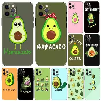Милый чехол для телефона с авокадо для iphone 5 5S 2020se 6 6s 7 8 plus x 10 XR XS 11 12 13 mini pro MAX, черная задняя крышка из ТПУ iphone 5 5S SE 2016