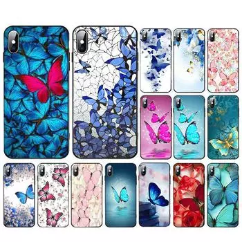 Милый чехол для телефона с бабочкой для iphone 11 11Pro Max, черный чехол из ТПУ, мягкие чехлы из ТПУ XR XS MAX X 7 8 6 6s plus 5 5S SE 2020, чехол Fundas iPhone SE2020