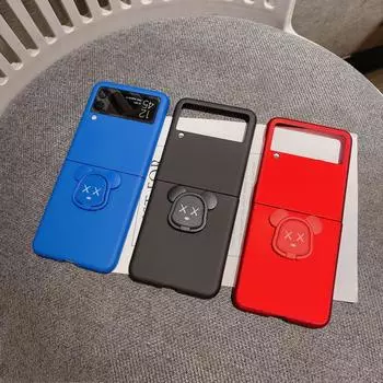 Милый чехол для телефона с держателем и 3d медведем для Samsung Galaxy Z Flip 4 Z Flip 3, чехол с цепочкой на руку Z Flip 5g, складной чехол Fundas Galaxy Z Flip