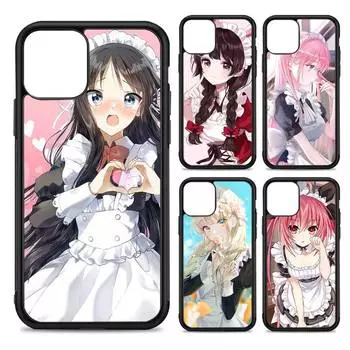 Милый чехол для телефона с изображением девушки-горничной, силиконовый чехол из ПК+ТПУ для iPhone 11 12 13 Pro Max 8 7 6 Plus X SE XR, твердые чехлы iphone 14