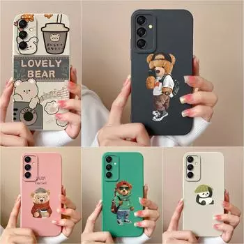 Милый чехол для телефона с изображением медведя-панды из мультфильма для Samsung A16 M55 A06 M35 S24 FE C55 5G, супер ударопрочный чехол с защитой от падений и жидким силиконом для Samsung Capa Samsung M55 5G