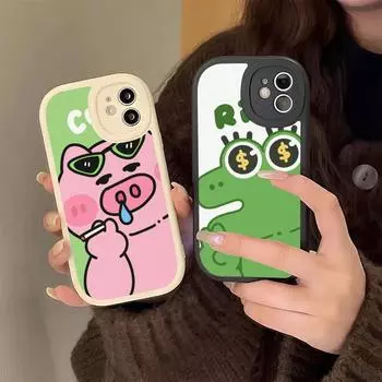 Милый чехол для телефона с изображением мультяшного животного из твердой кожи для iPhone 14 13 12 Mini 11 14 Pro Max Xs X Xr 7 8 Plus 6 6s iphone XR